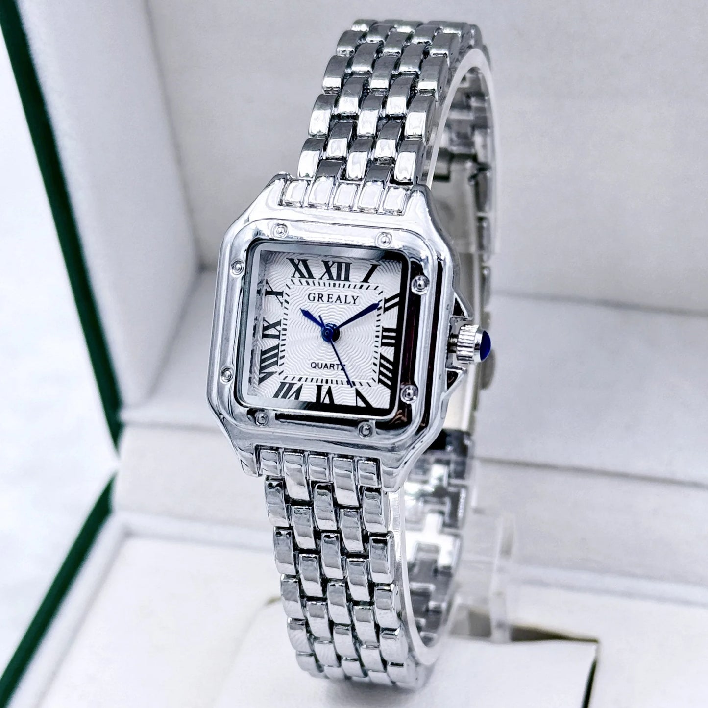 montre lumière or acier inoxydable  montres à Quartz