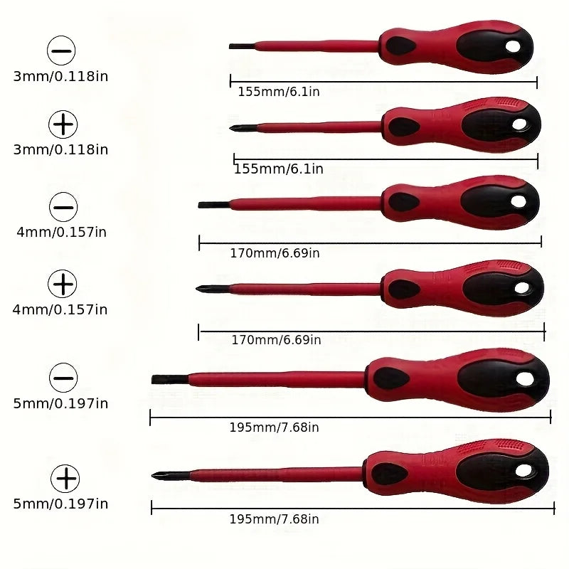 Tournevis à têtes droites croisées, poignées ergonomiques en caoutchouc, magnétiques, aucun assemblage requis, entretien quotidien à domicile, 6 pièces