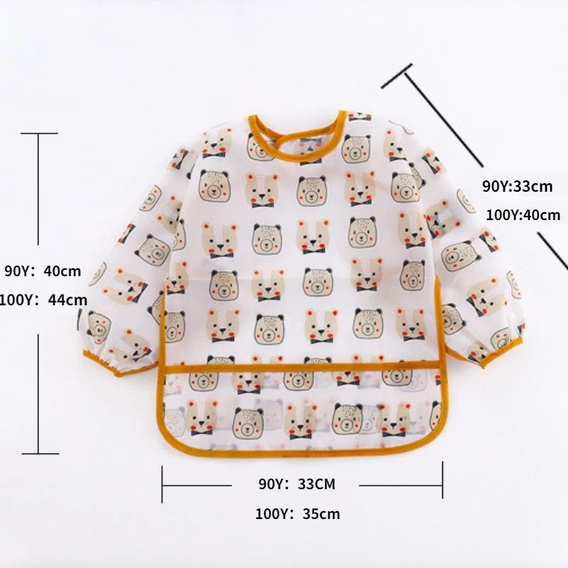 Nouveau bavoir bébé dessin animé enfant en bas âge imperméable à manches longues enfant tablier d'alimentation bébé mignon Art Smock vêtements bébé trucs pour 0-6 ans
