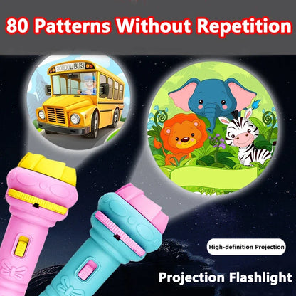 Torche budgétaire pour bébé, 10 cartes, lampe de poche de projection de dessin animé, 80 motifs créatifs, jouet d'éducation précoce pour enfants, livre d'histoire endormi