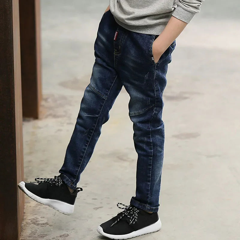 DIIMUU 4-11 ans garçons vêtements mince jean droit jeunes pantalons enfants bébé enfants Denim vêtements pantalon taille élastique bas