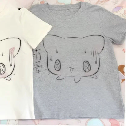T-shirt japonais à manches courtes et col rond pour femme, vêtement d'été décontracté et mignon, à la mode, imprimé Anime Y2k