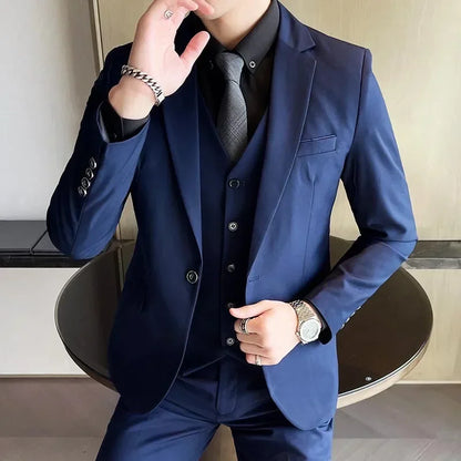 S-9XL nouveau (Blazer + gilet + pantalon) hommes d'affaires de mode Gentleman professionnel robe formelle Version coréenne robe de Banquet costume 6XL