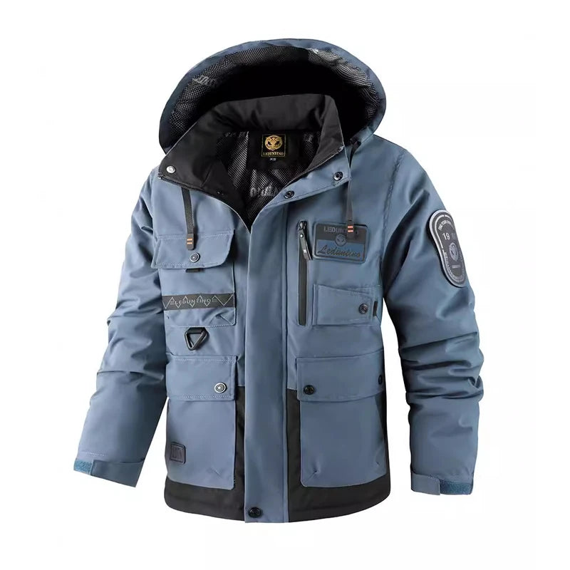 Parkas de ski de montagne pour hommes, coupe-vent thermique, veste à capuche, coton chaud, rembourré, mode randonnée, hiver
