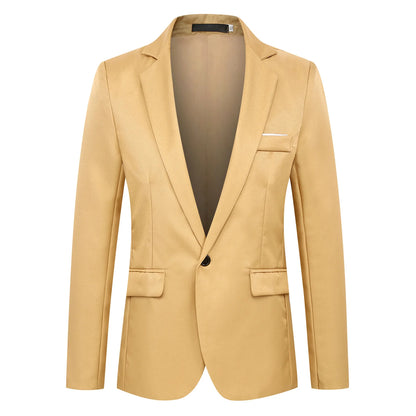Blazer à bouton unique pour hommes, costumes épissés solides, manches longues, col rabattu, vestes d'affaires, poches Slim, été 2025