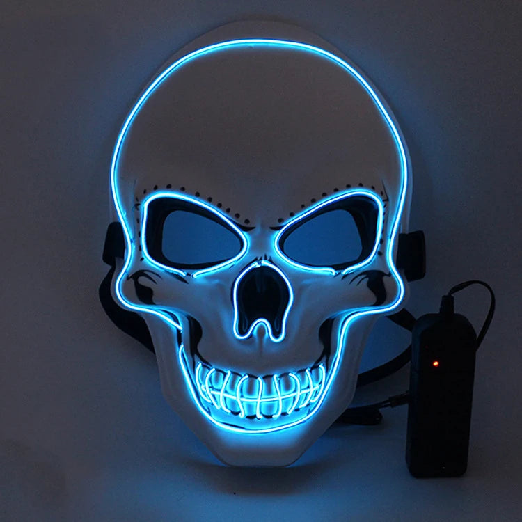 Masque de crâne d'horreur d'halloween, masque à lumière froide LED, masque de Cosplay, décoration de fête d'halloween, masques de crâne lumineux
