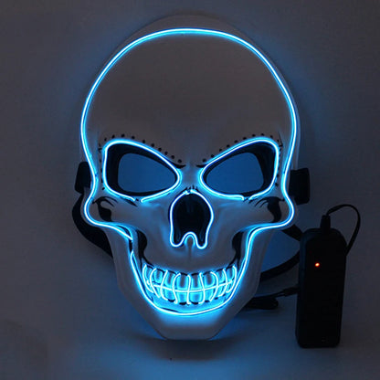 Masque de crâne d'horreur d'halloween, masque à lumière froide LED, masque de Cosplay, décoration de fête d'halloween, masques de crâne lumineux