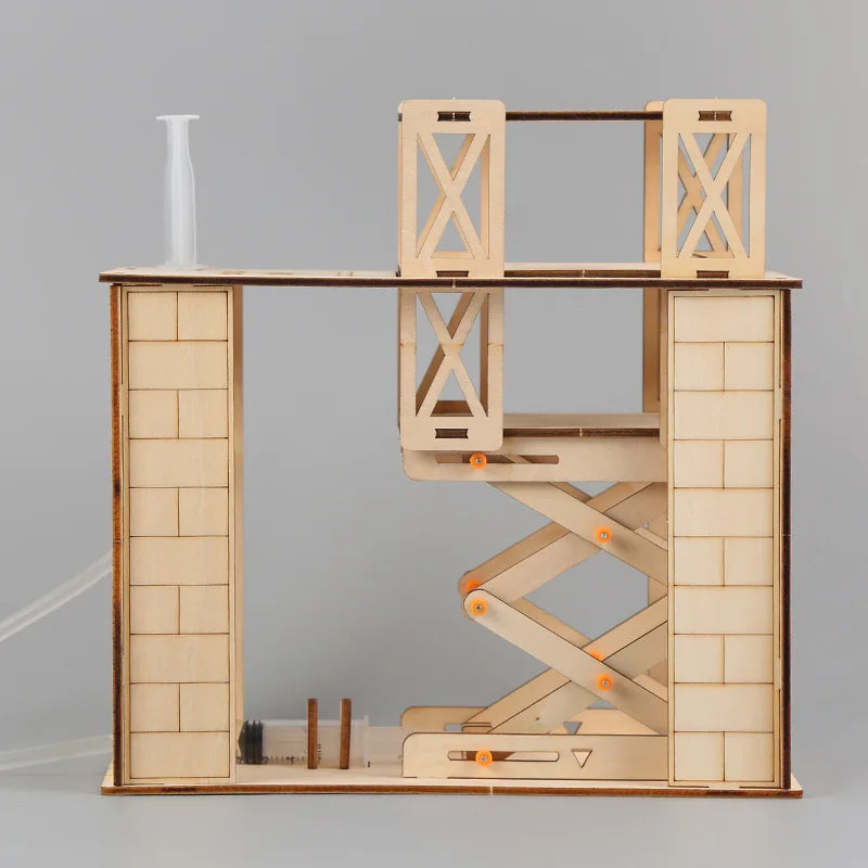 Garage tridimensionnel hydraulique pour étudiants, technologie de bricolage, petite production, jouets à assembler à la main, matériaux de modèle