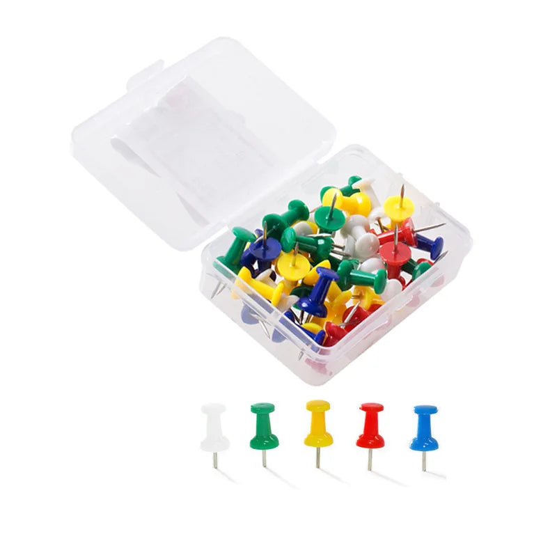 40 pièces par boîte, fabrication assortie de punaises en plastique multicolores, punaises en liège, fournitures de papeterie scolaires et de bureau