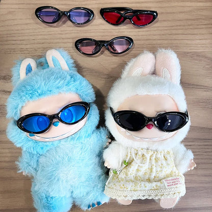 Lunettes de soleil ovales pour poupées en peluche Labubu Kpop idole, accessoires de poupée en plastique à la mode, lunettes mignonnes de décoration
