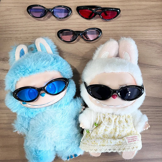 Lunettes de soleil ovales pour poupées en peluche Labubu Kpop idole, accessoires de poupée en plastique à la mode, lunettes mignonnes de décoration