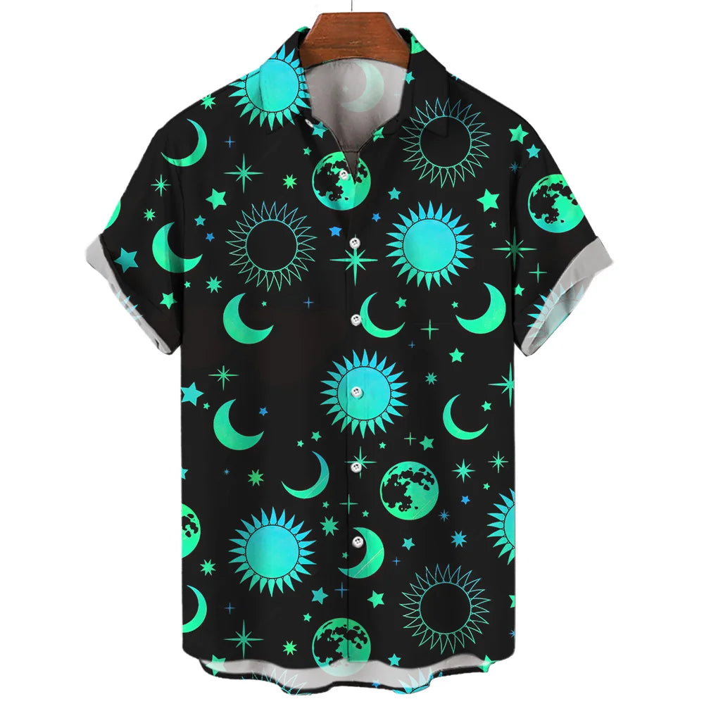 Chemise hawaïenne à manches courtes pour hommes, vêtements amples et respirants, imprimé diable horreur en 3d, été, 2024
