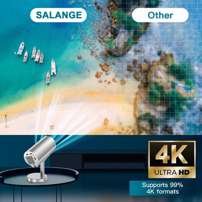 Salange X5 projecteur intelligent 1080P Android13 Wifi Support 4K faible bruit Portable Support caché projecteur pour maison chambre extérieur