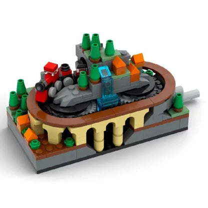 Blocs de construction MOC blocs de construction de piste de train à manivelle modèle blocs de construction de train assemblés jouets pour garçons et filles ornements