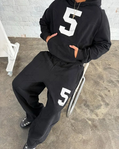Nouveau américain rétro classique Harajuku gris sweat à capuche haute rue à la mode Streetwear hommes costume Hip Hop décontracté ample pantalons de survêtement femmes