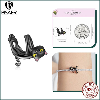 BISAER 925 en argent Sterling mignon chien breloque perle teckel animal de compagnie pendentif platine plaqué ajustement femmes Bracelet à bricoler soi-même bijoux fins
