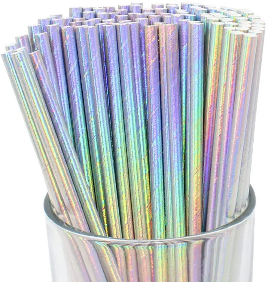 Pailles lridescentes pour décoration de fête, carnaval, mariage, anniversaire d'enfants, fête préChristophe, Noël, fournitures congelées, 25 pièces