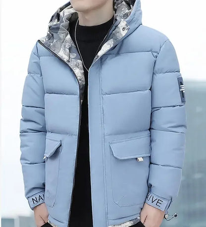 Parka coupe-vent à capuche pour hommes, veste chaude, pardessus monochromes, vêtements d'extérieur pour hommes, vêtements de neige pour documents, hiver, nouveau