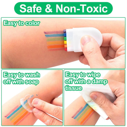 Peinture Crayon arc-en-ciel Kawaii, lavable, Non toxique, accessoires de fête à thème d'anniversaire et d'halloween, Costume de famille Gif, 1 à 3 pièces