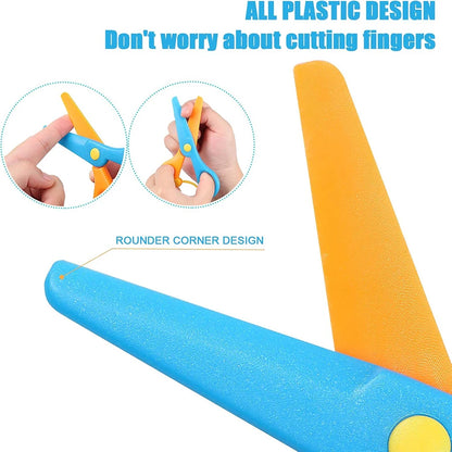 Ciseaux de sécurité de couleur en plastique, Anti-pincement, artisanat, coupures de papier de bureau, ciseaux assortis, outils de coupe de papier, 6 à 12 pièces