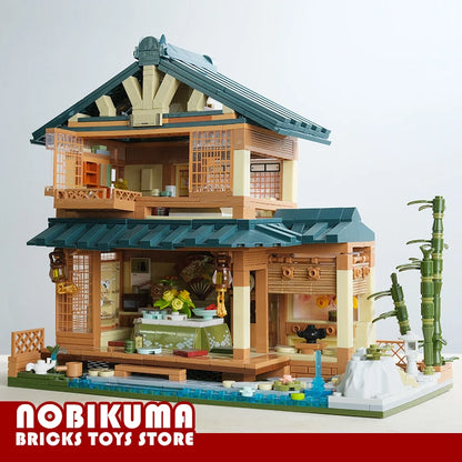 Décennie s de construction de cabane en rondins de style japonais, jouets de ville, maison de source chaude, briques MOC, scène d'anime, modèle PRModel, cadeaux d'anniversaire pour adultes et enfants