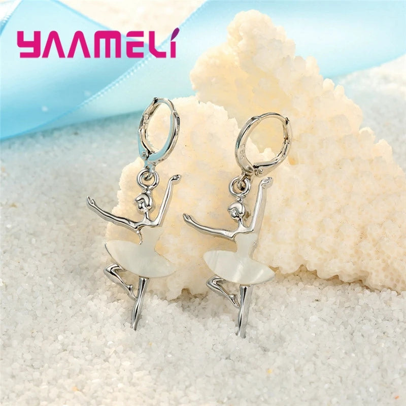 Ensemble de Colliers et Boucles d'Oreilles de Ballet en Argent Sterling 925, Accessoire de ix, à la Mode, pour Femme