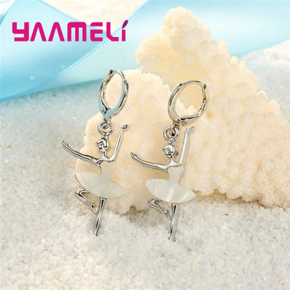 Ensemble de Colliers et Boucles d'Oreilles de Ballet en Argent Sterling 925, Accessoire de ix, à la Mode, pour Femme
