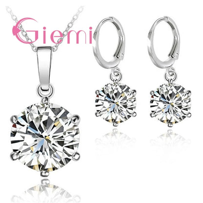 Collier en argent Sterling 925 pour femmes, le moins cher, cadeau de vacances, bijoux de mariage, pendentif en Zircon cubique à 6 griffes, fiançailles