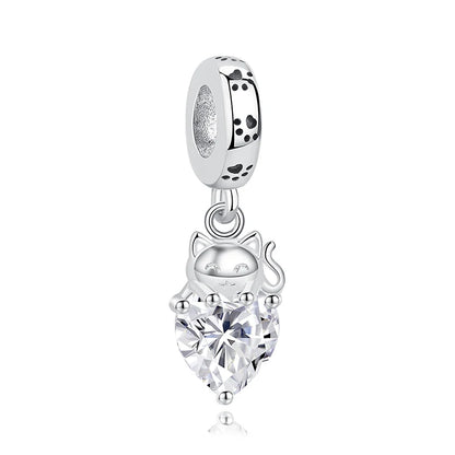 Original 925 en argent Sterling breloque perle amour chien chat patte Panda luciole pendentif breloques idéal pour bracelet colliers femmes bijoux