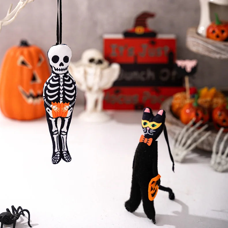 Pendentif décoratif suspendu pour Halloween, citrouille, chat noir, fantôme, crâne, ornement pour fête, jour des morts, décoration d'halloween pour la maison