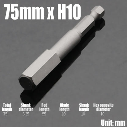 Foret Allen à tête hexagonale H2-H10, 75mm, 150mm, 200mm, embout de tournevis hexagonal électrique, tête de lot magnétique, tournevis à percussion, 1 pièce