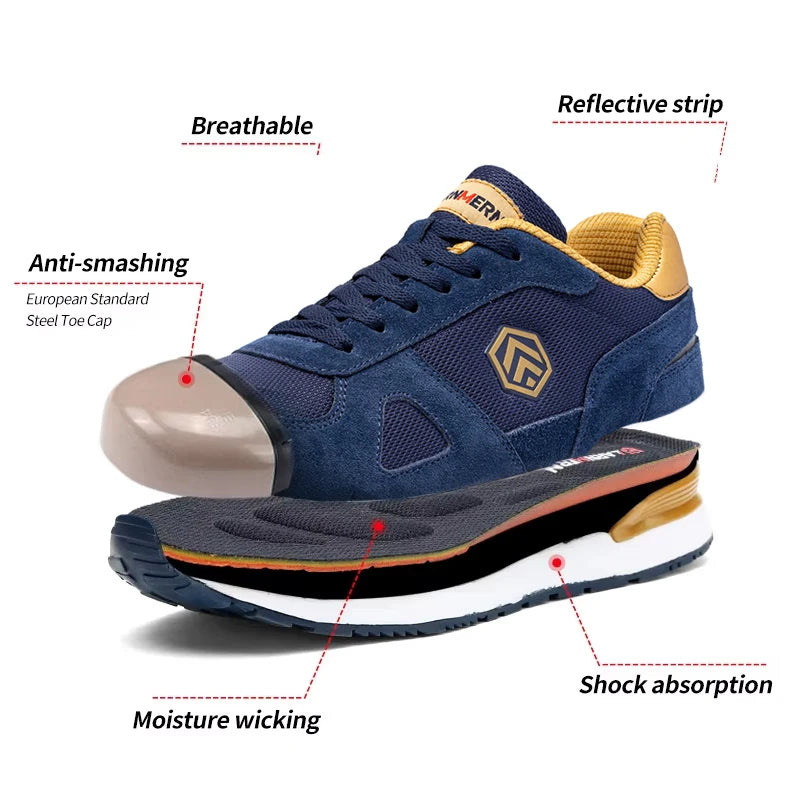 LARNMERN hommes chaussures à bout en acier chaussures de sécurité antistatiques femmes Composite respirant sans lacet travail baskets industries Protection