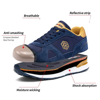 LARNMERN hommes chaussures à bout en acier chaussures de sécurité antistatiques femmes Composite respirant sans lacet travail baskets industries Protection