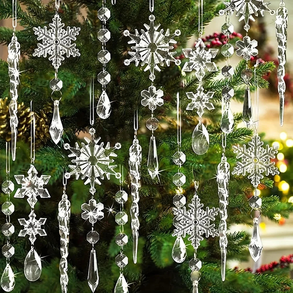 3/5/18 pièces ornements d'arbre de noël en cristal-nouvel an, décorations de fête d'hiver, décorations d'arbre festives, idéal pour noël
