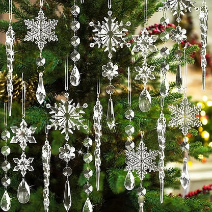 3/5/18 pièces ornements d'arbre de noël en cristal-nouvel an, décorations de fête d'hiver, décorations d'arbre festives, idéal pour noël