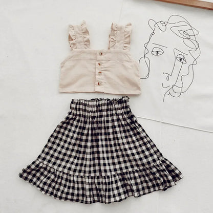 Ensemble de vêtements d'été pour filles, t-shirt à manches courtes + pantalon, 2 pièces