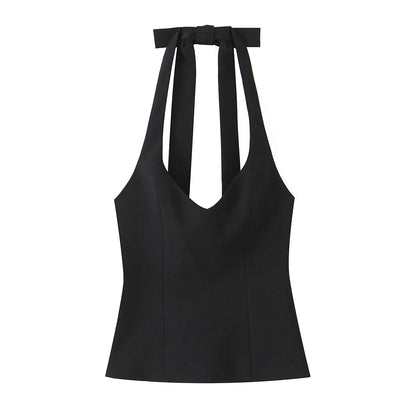UNIZERA Hot Girl Style dos noeud licou col haut 2025 été nouveaux vêtements pour femmes