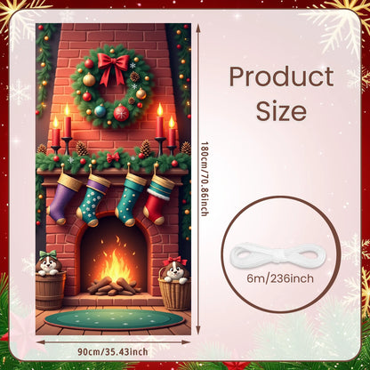 Bannière de Noël Ornements rouges Décoration de vacances Motif de flocon de neige Festivités d'hiver pour la décoration de la maison Célébration de vacances I