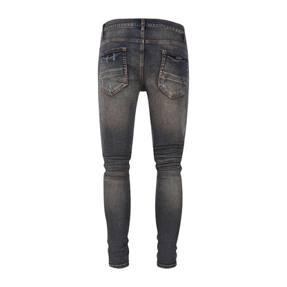 Jeans déFlexpour hommes, pantalons en denim, coupe skinny, déchirés, patché, marque de créateur, Hip Hop, zones bre, mode rétro, High Street