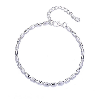 Chaîne de cheville en perles pour femmes, petit mètre, en argent Sterling 925, Grain d'olive, bijoux de pied, cadeau, nouvelle mode