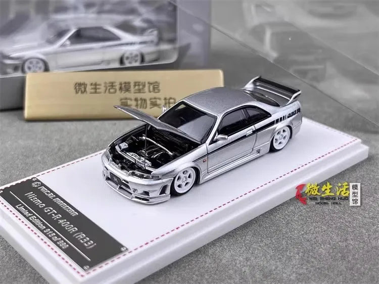 Stock 1:64 GTR R33 400R Skyline R32 R35 modèle de voiture moulée sous pression en alliage, jouet pour adolescents, à collectionner, cadeau d'anniversaire pour enfants.