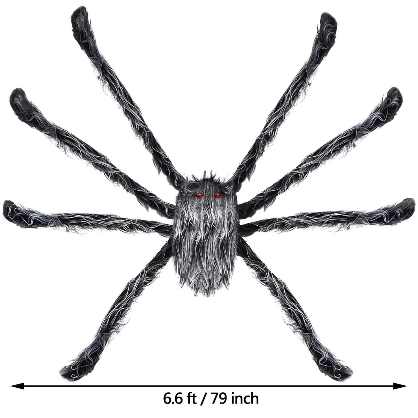 Araignée en peluche grise et blanche scintillante pour Halloween, fausse araignée géante en peluche, décor de maison hantée, accessoires d'araignée, décorations effrayantes pour jardin et cour
