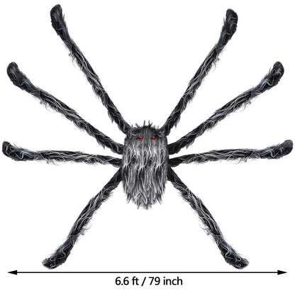 Araignée en peluche grise et blanche scintillante pour Halloween, fausse araignée géante en peluche, décor de maison hantée, accessoires d'araignée, décorations effrayantes pour jardin et cour