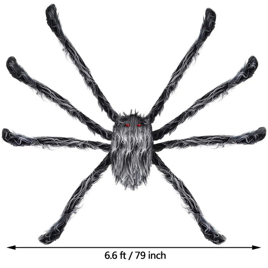 Araignée en peluche grise et blanche scintillante pour Halloween, fausse araignée géante en peluche, décor de maison hantée, accessoires d'araignée, décorations effrayantes pour jardin et cour