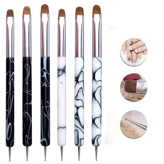 Kolinsky Sable – pinceaux français à double tête, stylo à points pour ongles