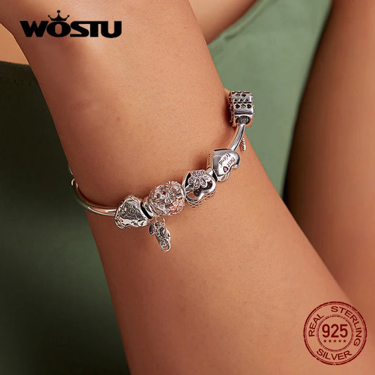 WOSTU – breloques Vintage en forme de cœur, 100% argent Sterling 925,