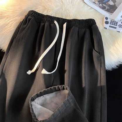 Jean coréen rétro pour hommes et femmes, modèles d'automne et d'hiver, rembourré et épais, ample, droit, jambes larges, pantalons décontractés