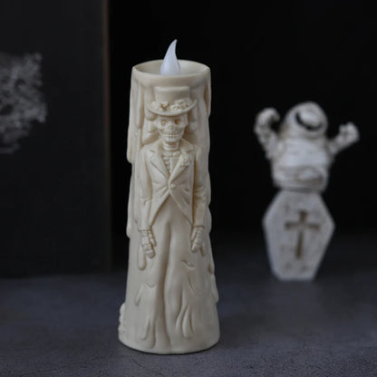 Lumières de crâne d’Halloween, bougies lumineuses LED, décorations effrayantes, accessoires décoratifs, mariée et marié fantômes, ornements de lampe de couple