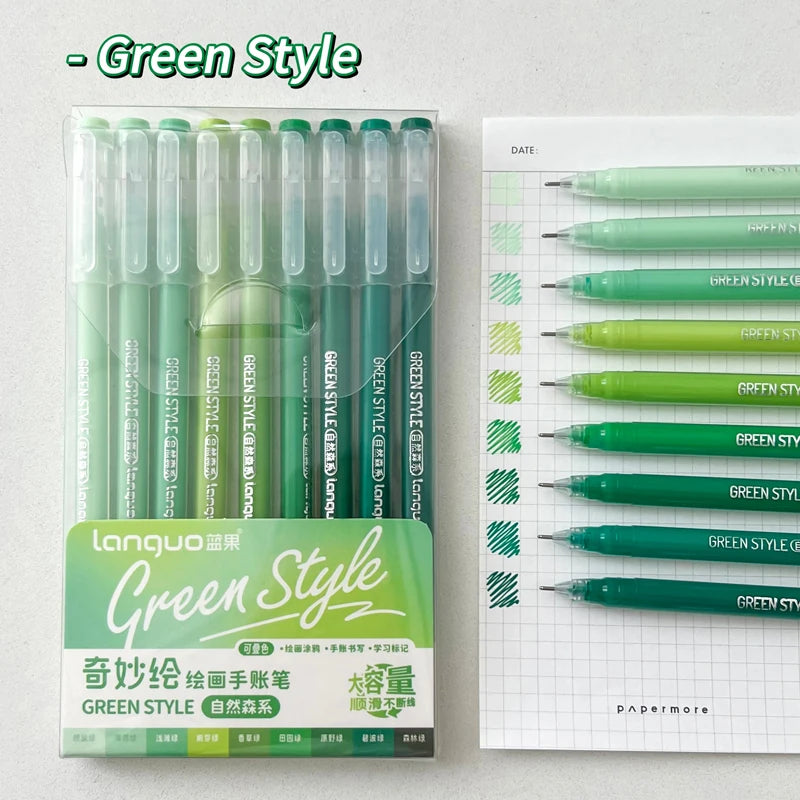 PHANTACI - 9 pièces/ensemble stylo à encre Gel 0.6mm