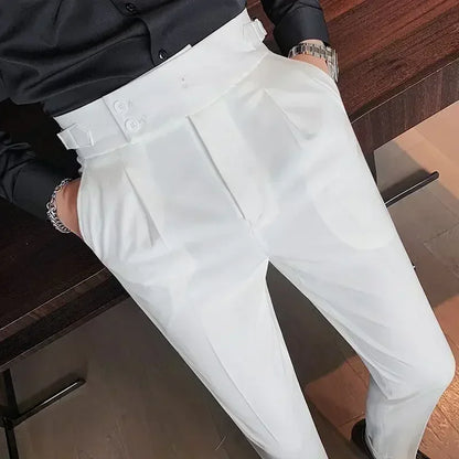 Hommes de haute qualité élégant mince robe pantalon Naples costume pantalon taille haute italien affaires formel pantalon Social Banquet mariage